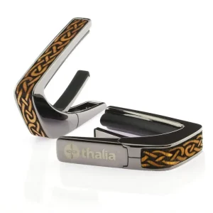 thalia capos thalia capo Hawaiian Koa Celtic Knot Engraved Black Chrome タリア・カポ タリアカポ