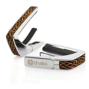 thalia capos thalia capo Hawaiian Koa Celtic Knot Engraved Chrome タリア・カポ タリアカポ